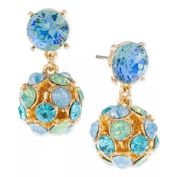 Charter Club Jewelry - Gold Tone Earrings Crystal Fireball Drop Style Stunning Fashion Chic Elegant NWT
